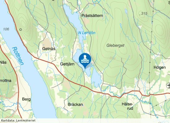 Lersjön, Södra Viken på kartan