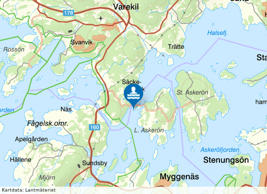 Lilla Askeröns badplats på kartan