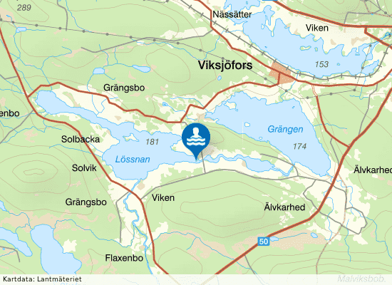 Lössnan, Grängsbo bygdegård på kartan