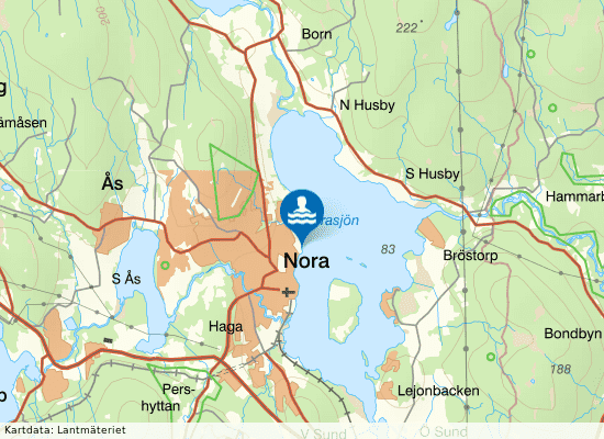 Norasjön, Trängbo camping på kartan