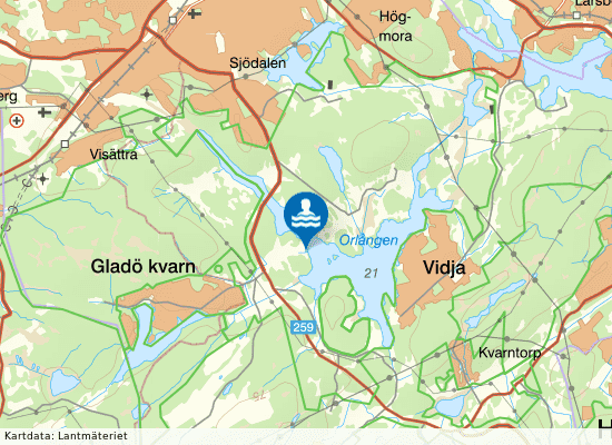 Orlången, Sundby Gård på kartan