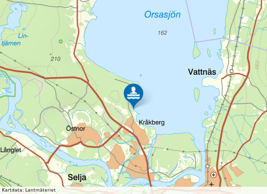 Orsa sjön, Kråkbergs badplats på kartan