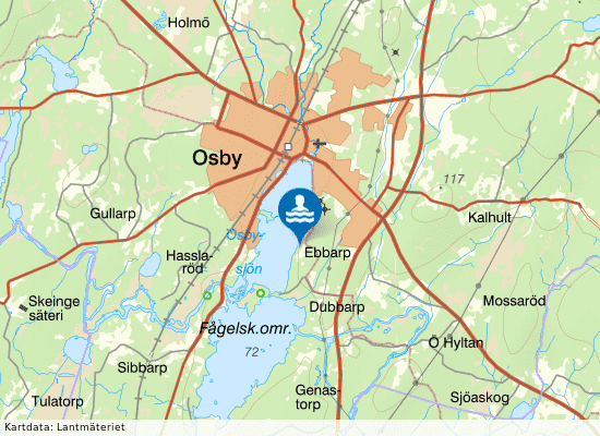 Osbysjön, Ebbarps camping på kartan