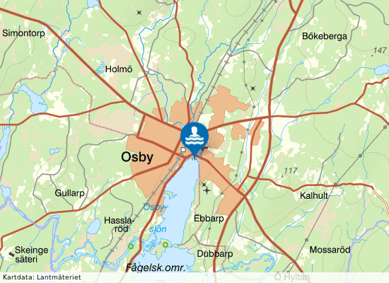 Osbysjön, Sjöängen på kartan