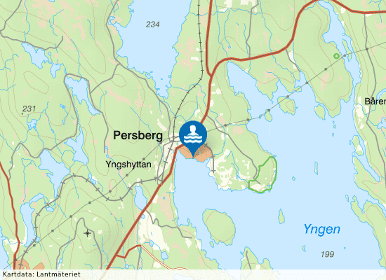 Persbergs badplats på kartan