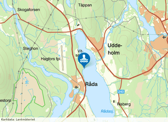Rådasjön, Rådastrand på kartan