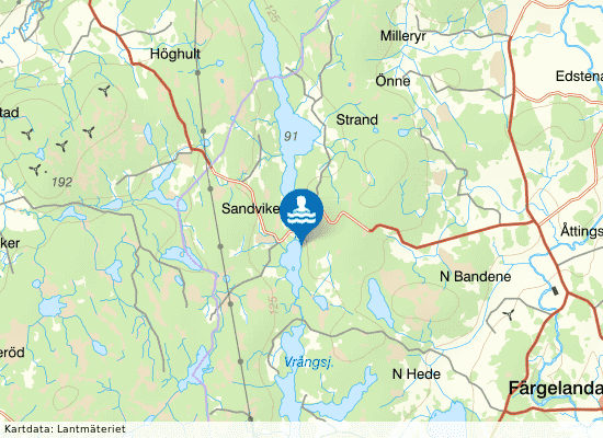 Sandvikesjöns badplats på kartan