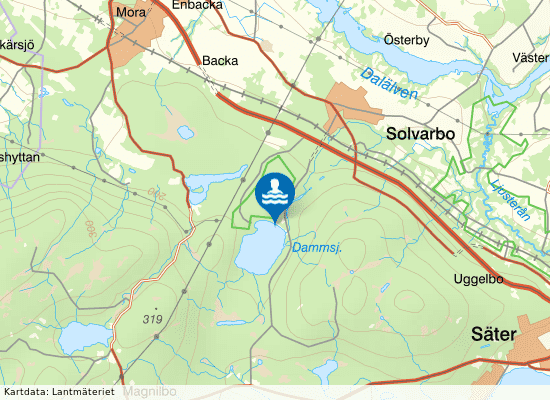 Solvarbo, Dammsjön på kartan