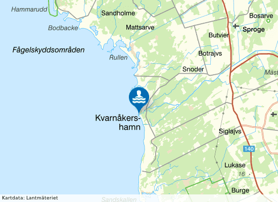 Sproge, Kvarnåkershamn på kartan