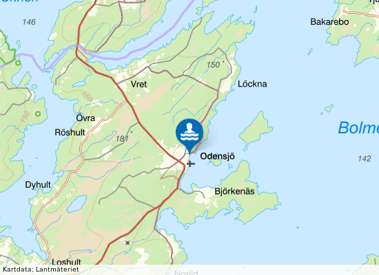 Bolmen, Odensjö badplats på kartan
