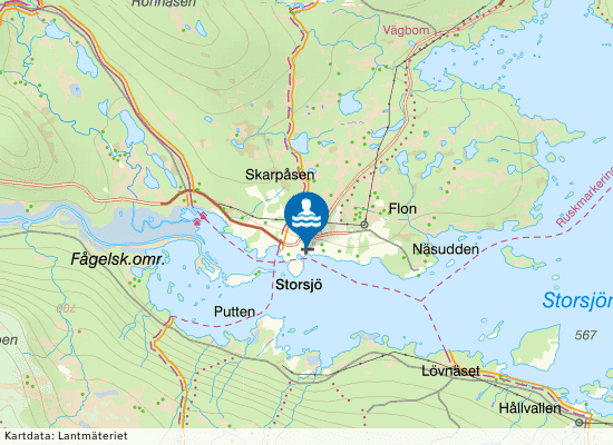 Storsjö kapells badplats på kartan
