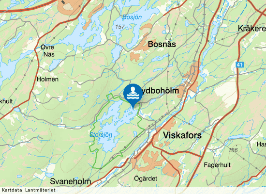 Storsjöns badplats, Viskafos på kartan