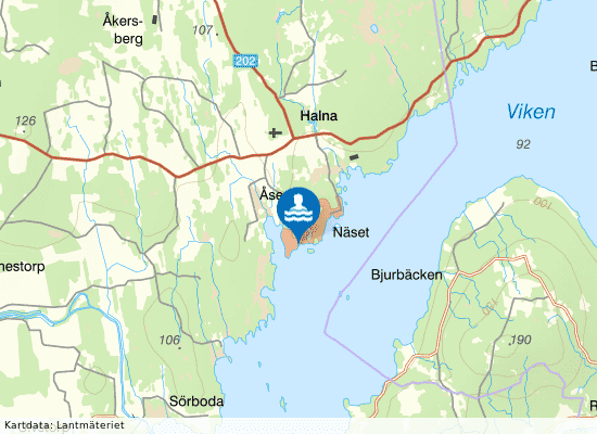 Viken, Åsens badplats på kartan