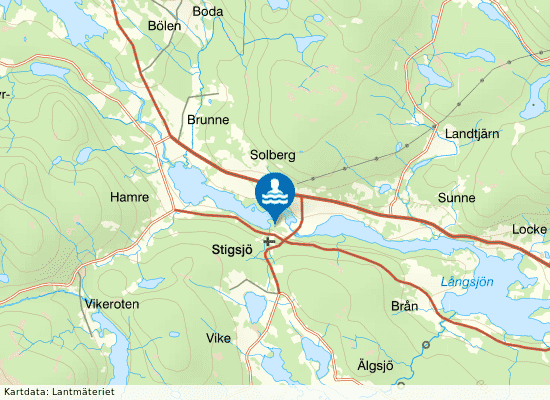 Brunnesjön, Stigsjö badplats på kartan