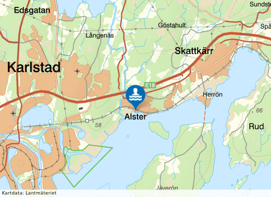 Vänern  Alster på kartan