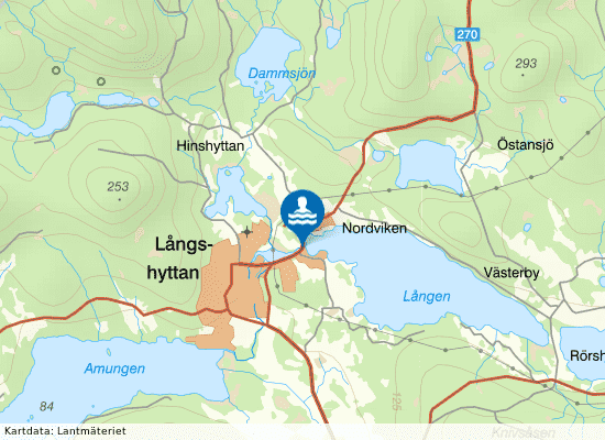 Västra Lången, Gustavsnäsbadet på kartan