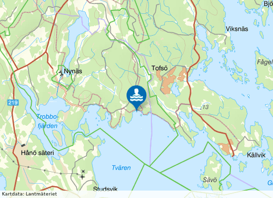 Östersjön, Nynäs Sandviks badp på kartan