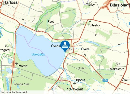Östra Vombsjön på kartan