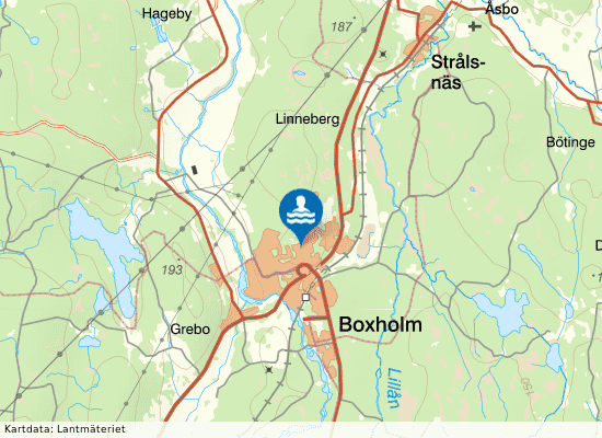 Boxholms simhall på kartan