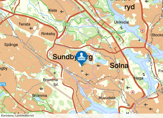 Sundbybergs simhall på kartan