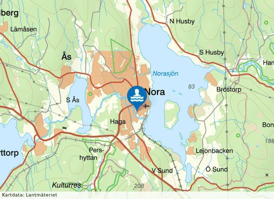 Nora Idrottshus & simhall på kartan