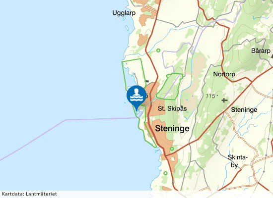 Stensjö badplats på kartan