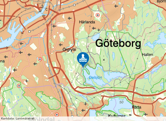Delsjöbadet, kommunal badplats i Örgryte på kartan