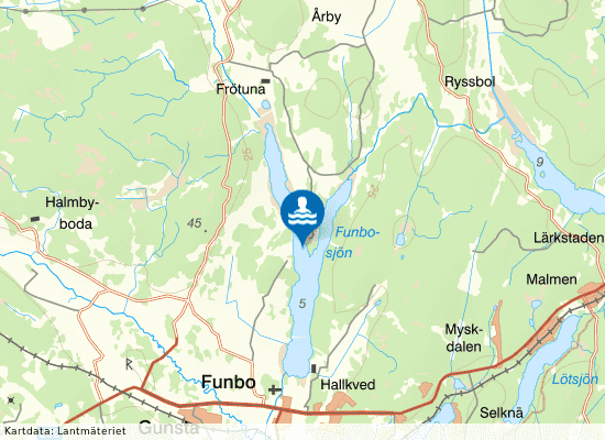 Funbosjön, Näsuddsbadet på kartan