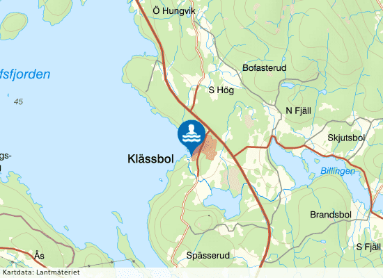 Glafsfjorden, Klässbol på kartan