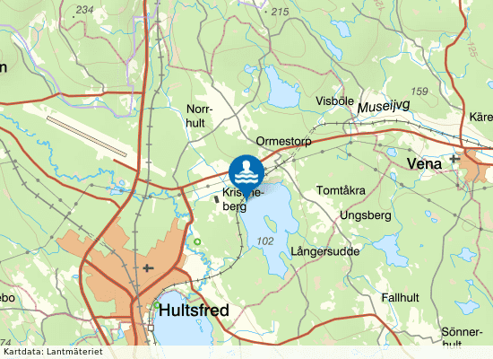 Gnötteln Kristinebergsbadet på kartan