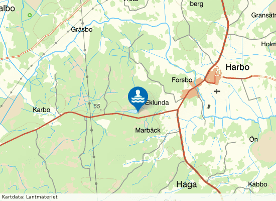 Harbo, Laksjöbadet på kartan