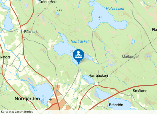 Harrträsket, Norrfjärden på kartan