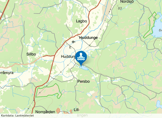 Huddunge, Myrsjöbadet på kartan