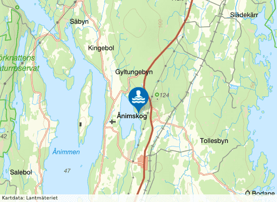 Badplatsen Furusjön på kartan