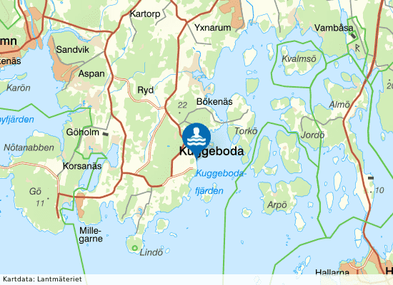 Kuggeboda på kartan