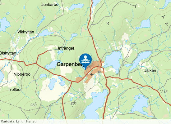 Kuppdammen, Garpenbergsbadet på kartan