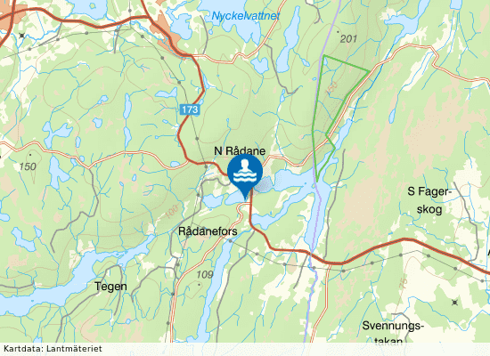 Kuserudssjön, Rådanefors badpl på kartan
