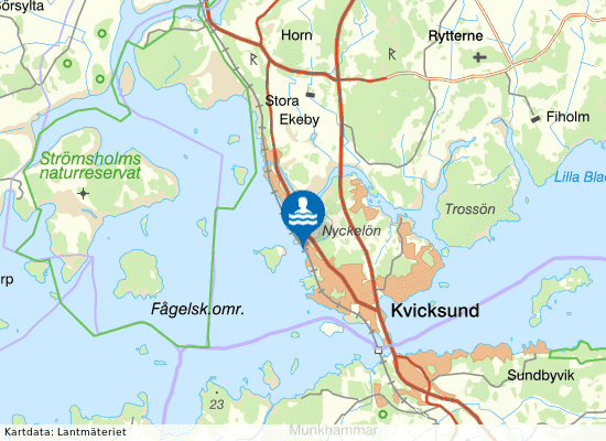 Kvicksund, Sandabadet på kartan