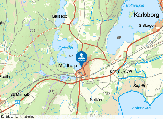 Kyrksjön Mölltorp på kartan