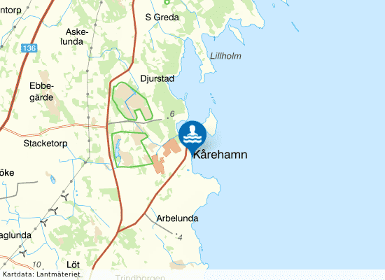 Kårehamns badplats på kartan