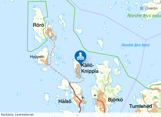 Källö-Knippla Tranbärsviken på kartan