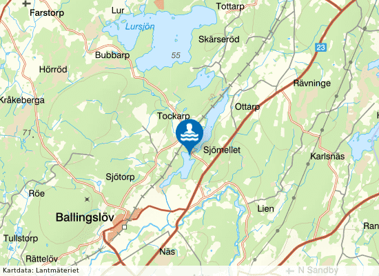 Ballingslövssjön på kartan