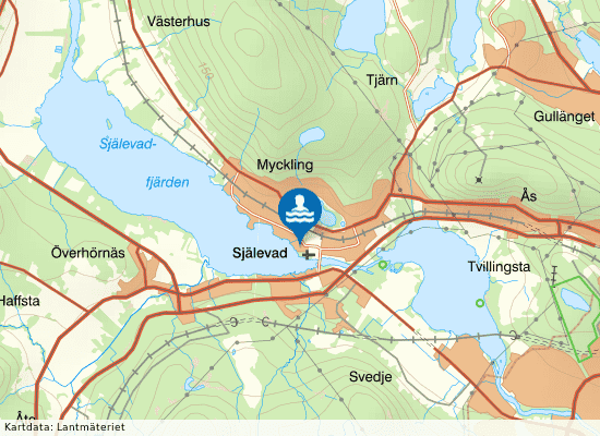 Käringbergets bad, Själevad på kartan