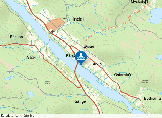 Kävstabadet Indals-Liden på kartan