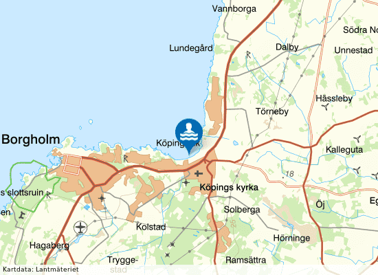 Köpingebukten på kartan
