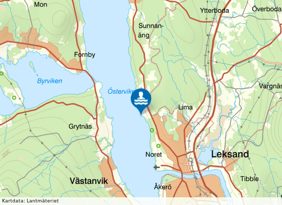 Leksands strand på kartan