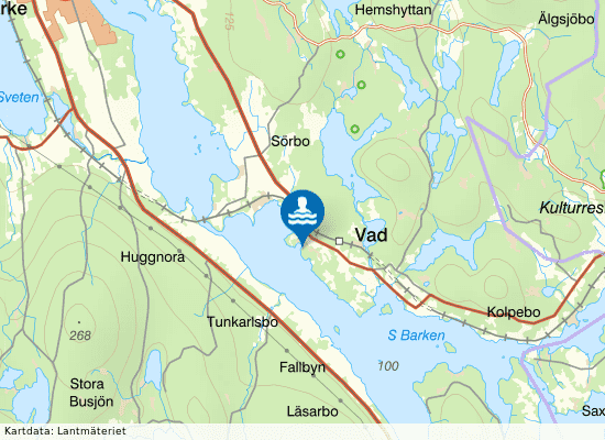 Barken, Vads badplats på kartan