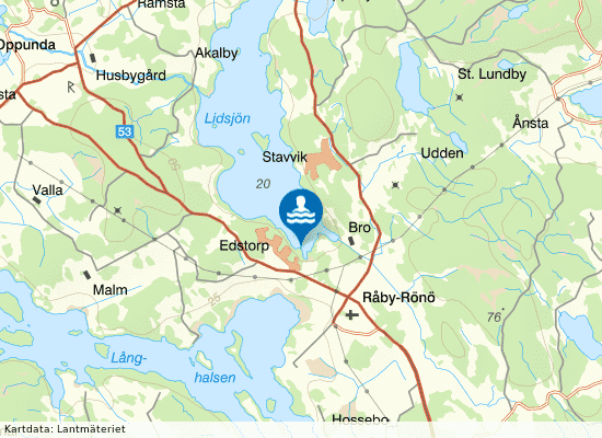 Lidsjön, Edstorpsbadet på kartan