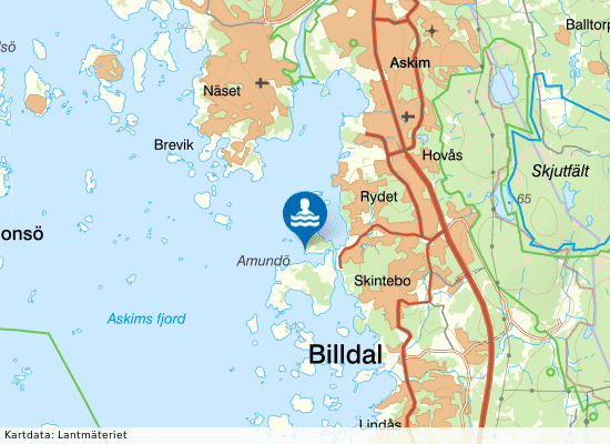 Lilla Amundön på kartan