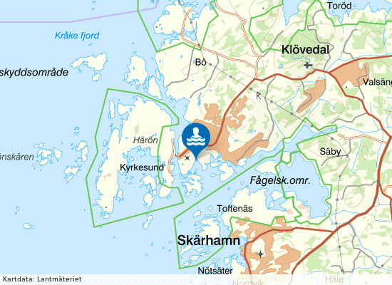 Linnevikens badplats på kartan